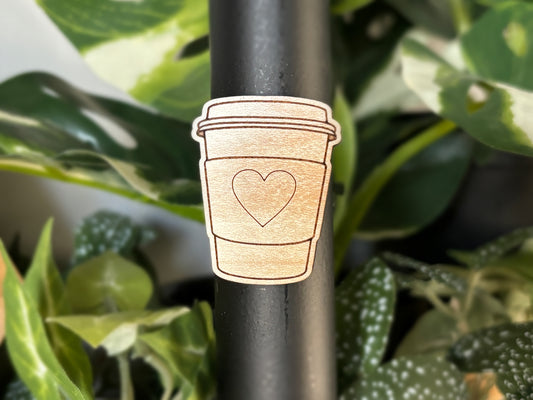 Coffee Cup Wood Magnet