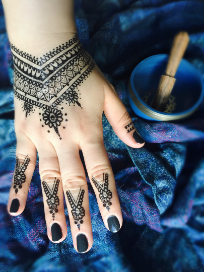 Wrist Mehndi with Finger Designs Temporary Tattoo 