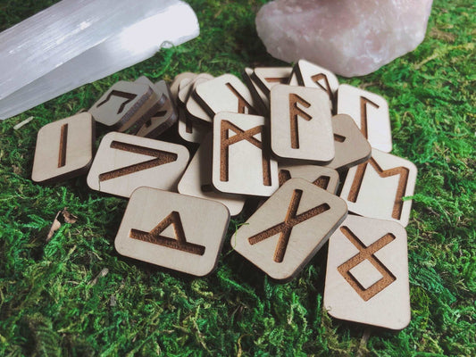 Pictures are handmade wood rile runes. Basswood Elder Futhark Rune Set