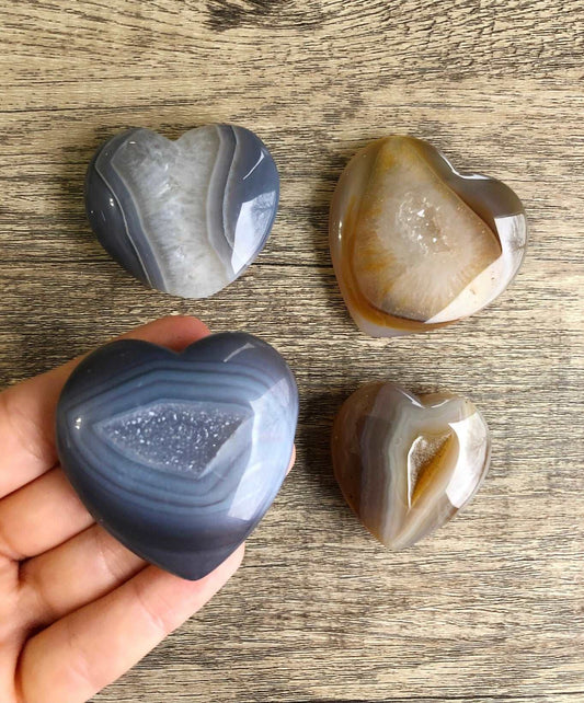 Agate Hearts Crystal Carving