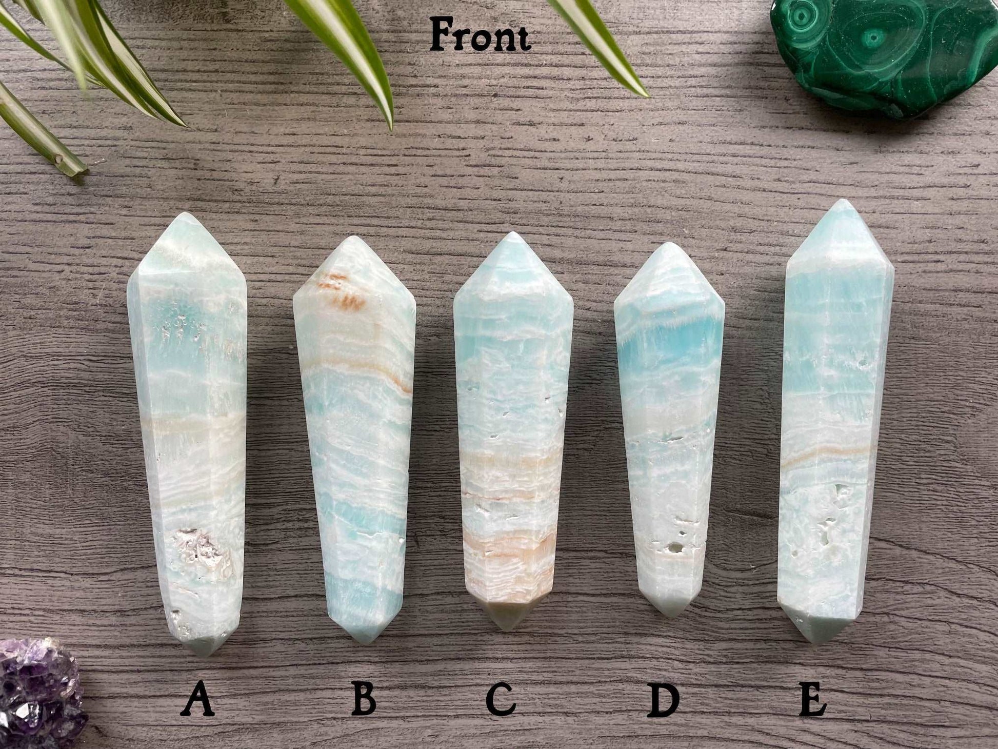 Caribbean Calcite Double-Terminated Crystal Wands front