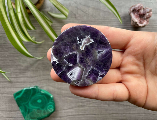 Chevron Amethyst Crystal Coin front