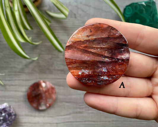 Fire Quartz Crystal Coin A front