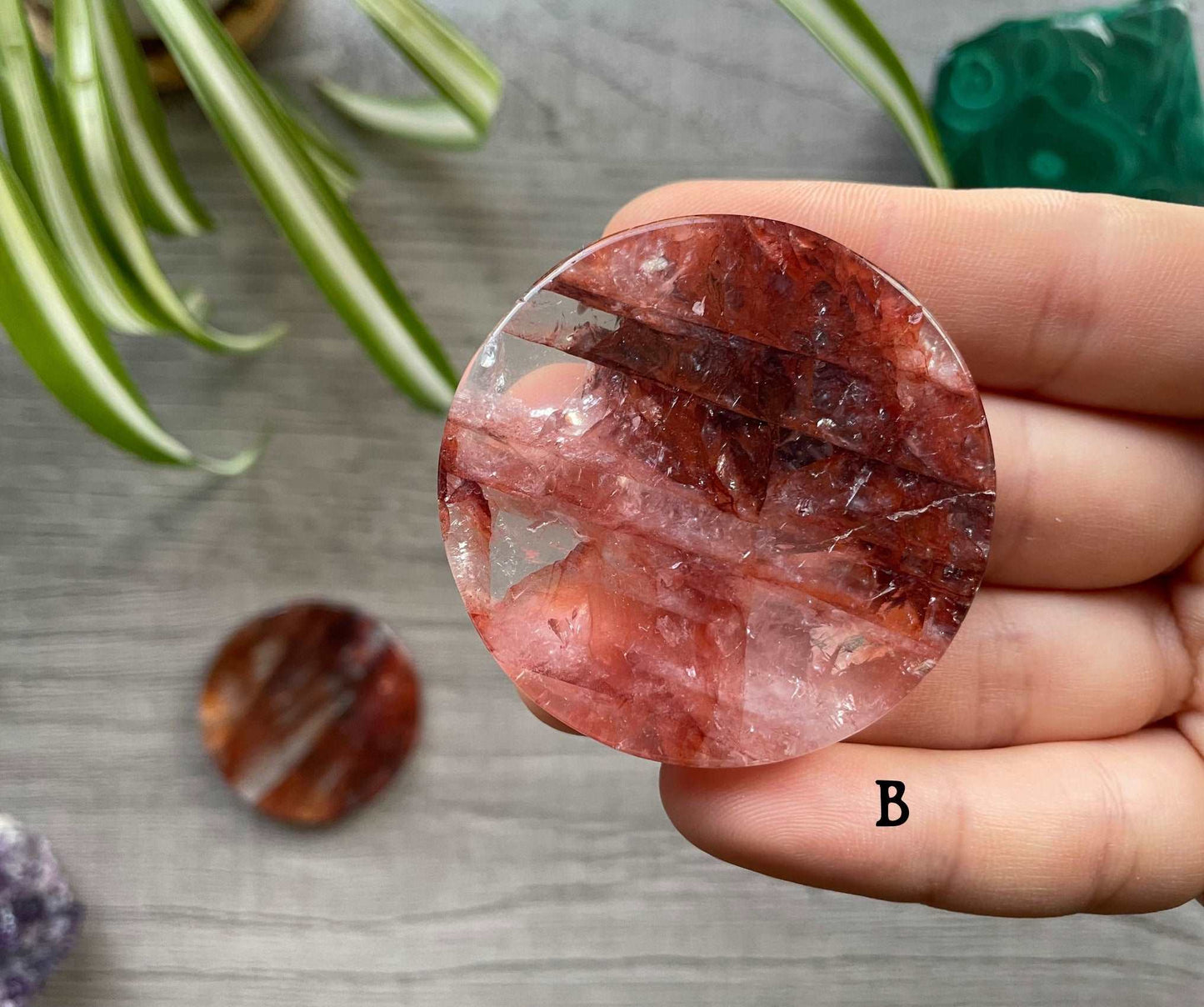 Fire Quartz Crystal Coin B front