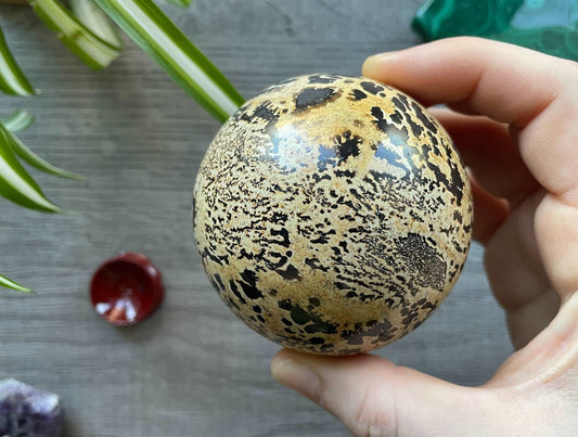 Chinese Painting Stone Sphere - 70mm - The Wandering Fox Emporium, Your Crystal Store