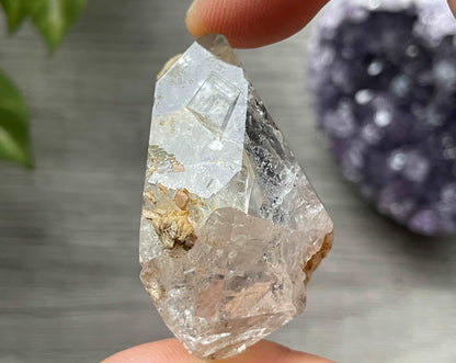 Golden Herkimer Diamond Crystal with Anthraxolite & Mica Inclusions (#14) 4