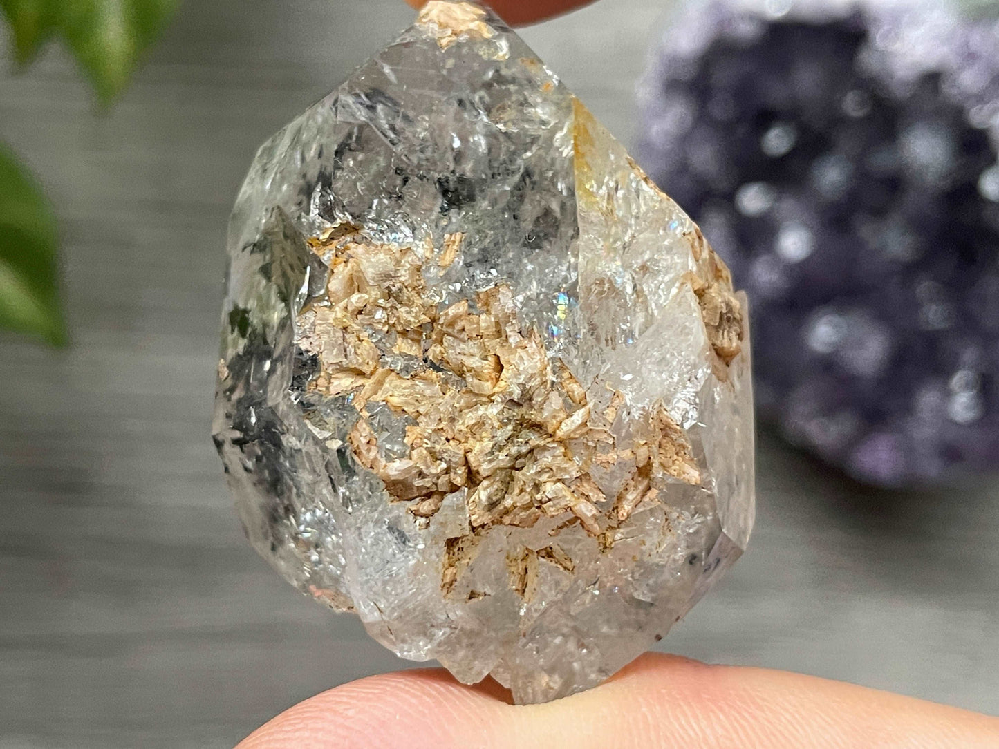 Golden Herkimer Diamond Crystal with Anthraxolite & Mica Inclusions (#14) 10