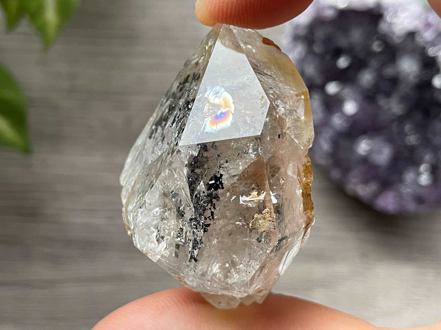 Golden Herkimer Diamond Crystal with Anthraxolite & Mica Inclusions (#14) 8