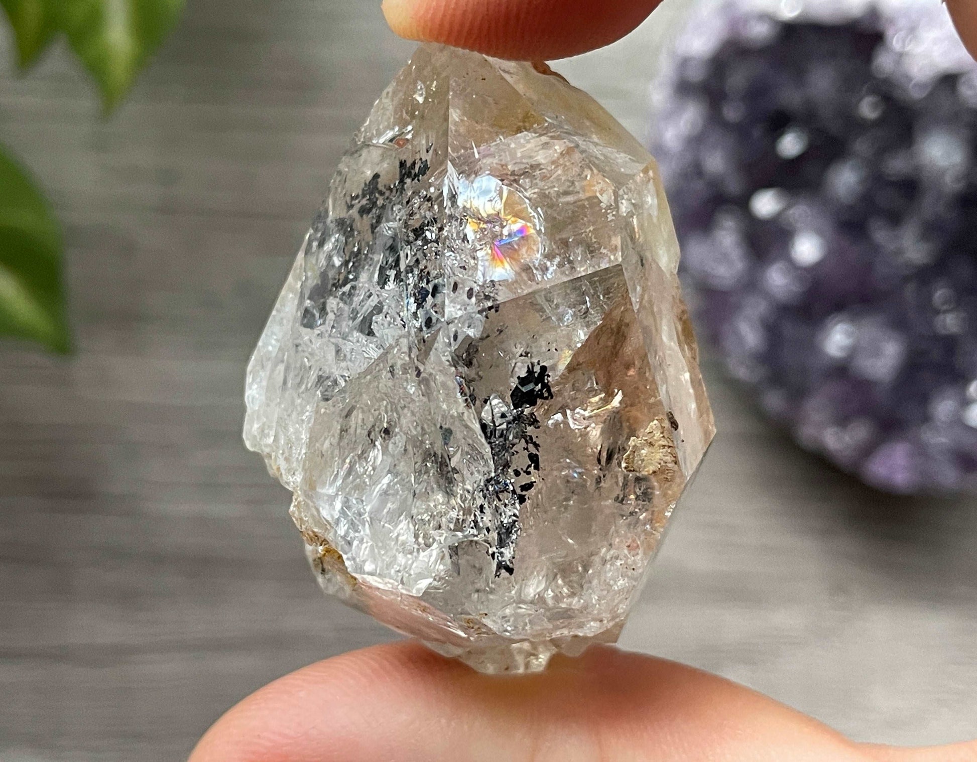 Golden Herkimer Diamond Crystal with Anthraxolite & Mica Inclusions (#14) 11