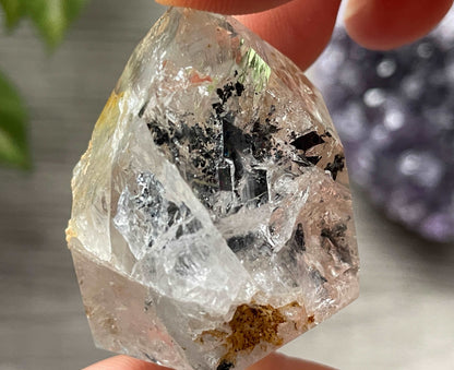 Golden Herkimer Diamond Crystal with Anthraxolite & Mica Inclusions (#14) 5