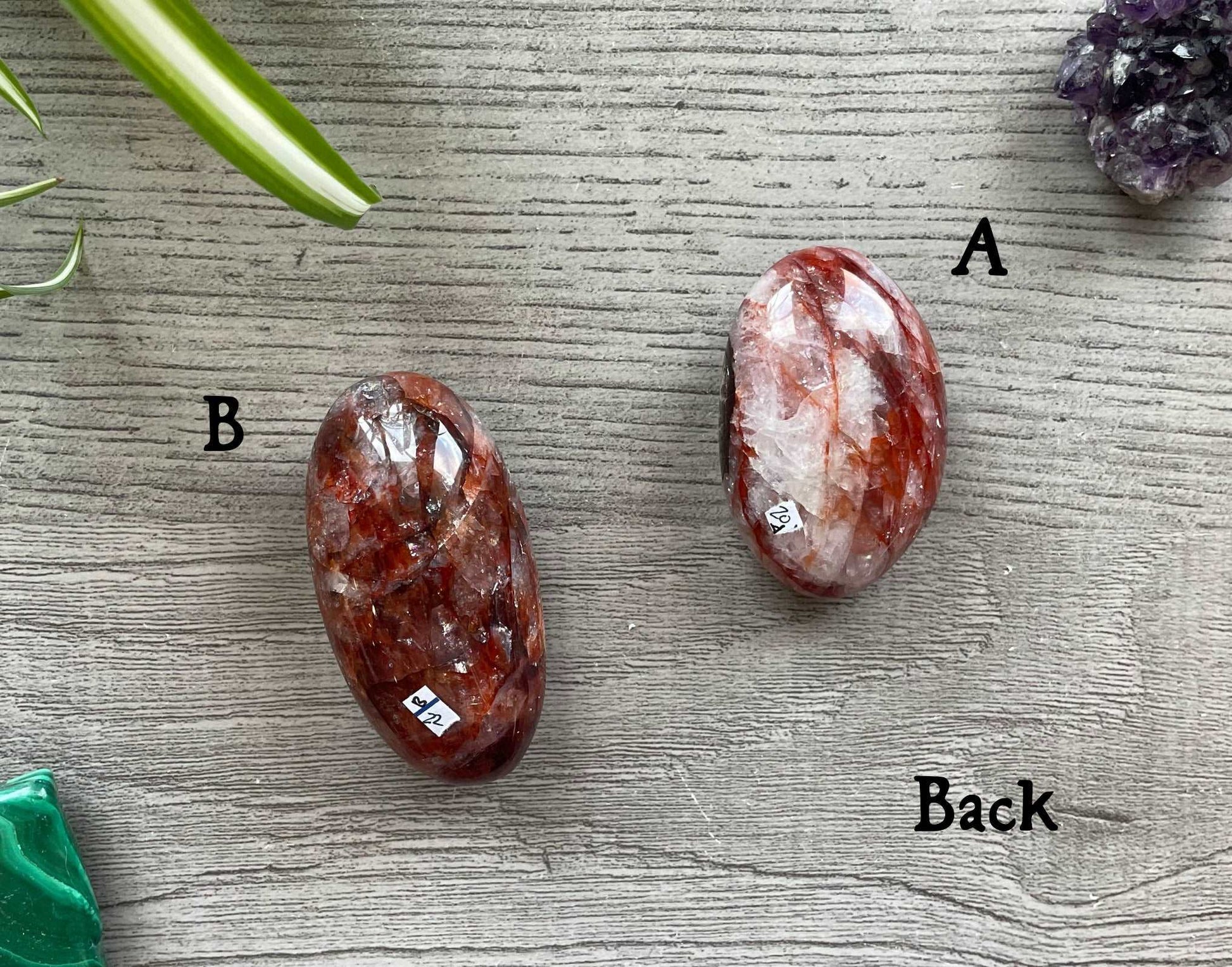 Fire Quartz Palm Stone back