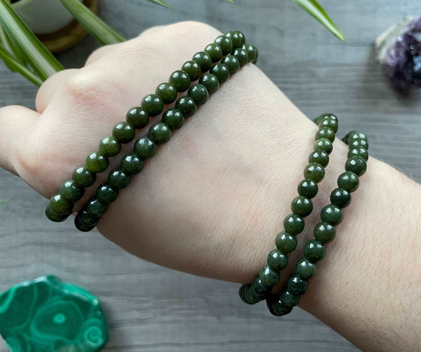 Genuine Canadian Jade Bracelet 6mm - The Wandering Fox Emporium, Your Crystal Store selection