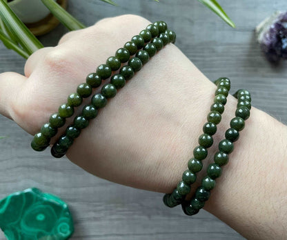 Genuine Canadian Jade Bracelet 6mm - The Wandering Fox Emporium, Your Crystal Store selection