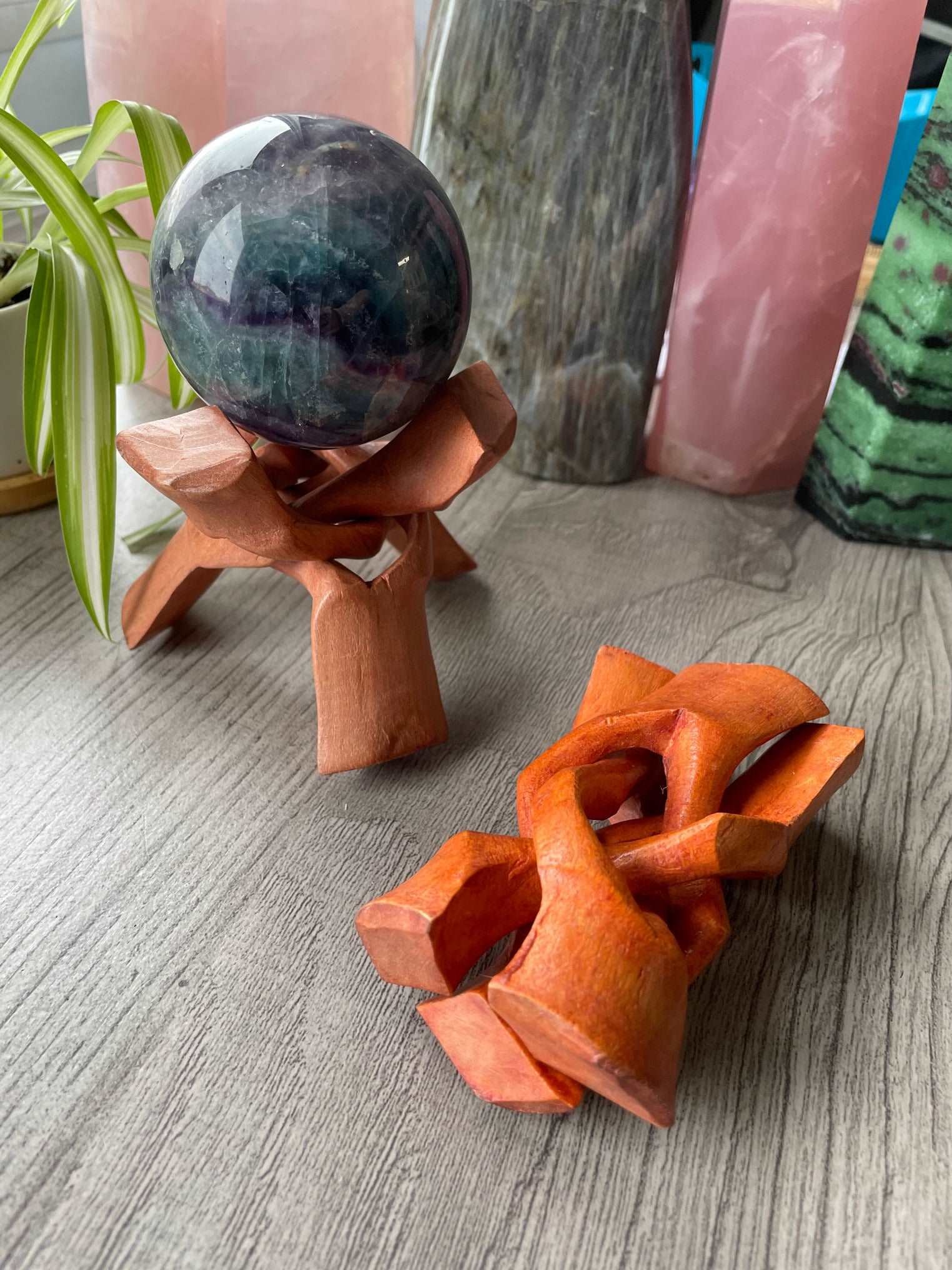 Folding Wooden Crystal Sphere Stand (Small) 