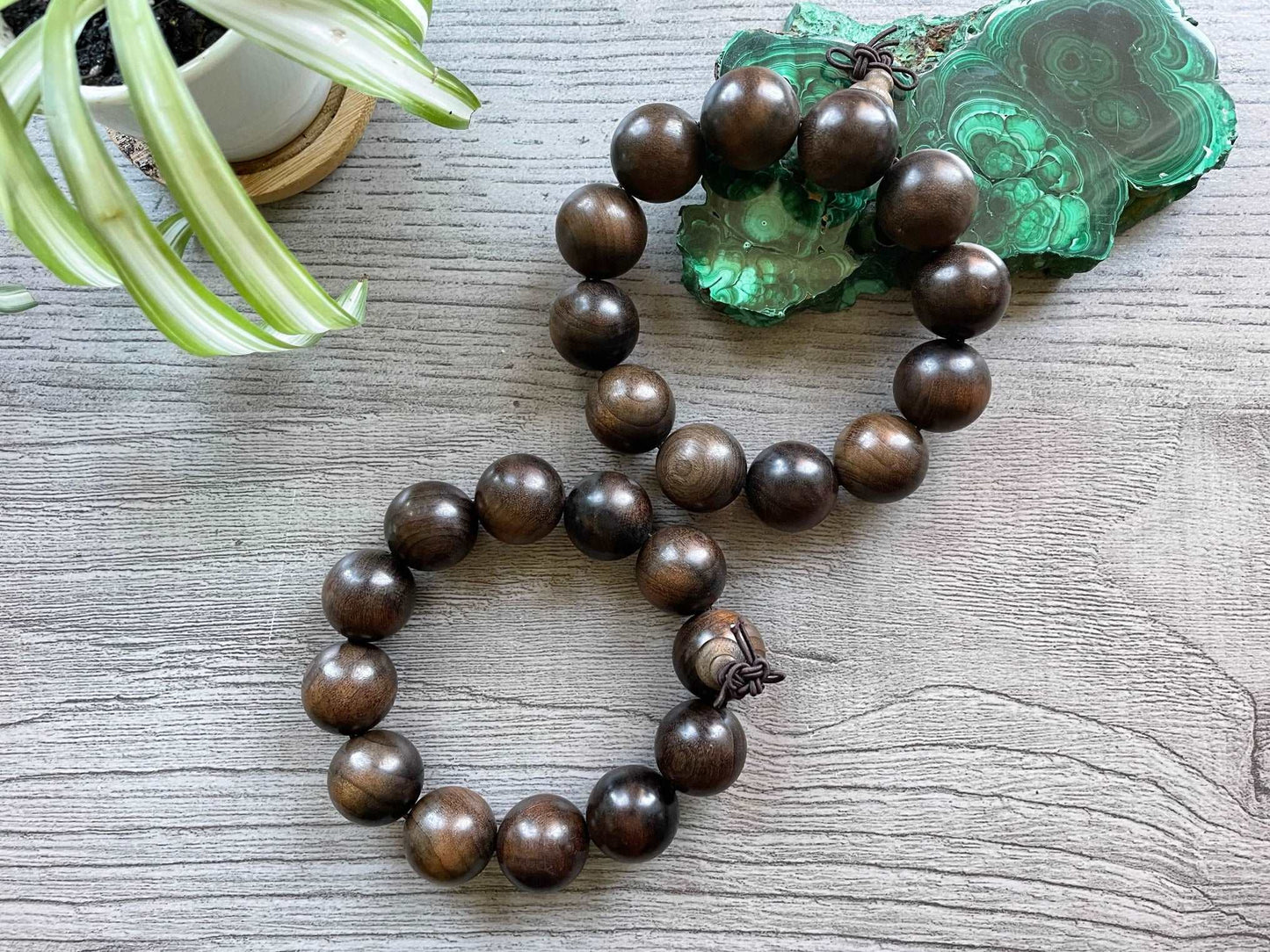 Buddhist Mala Wood Bead Bracelet (20mm) Dark Wood