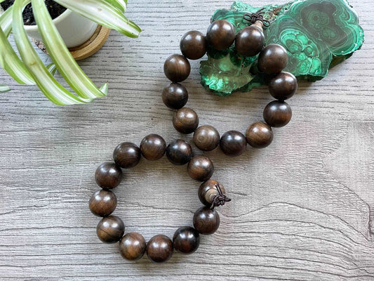 Buddhist Mala Wood Bead Bracelet (20mm) Dark Wood