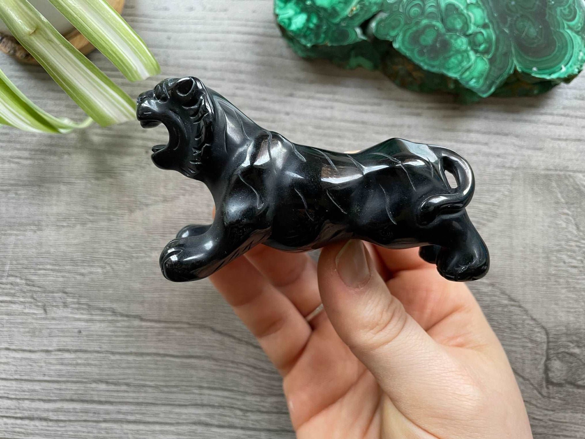 Hand-Carved Black Obsidian Tiger - A Crystal Carving side 2