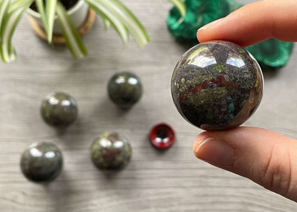 Dragon Bloodstone Mini Crystal Sphere 32-38mm close up