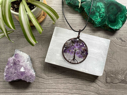 Amethyst Crystal Wire-Wrapped Tree Of Life Necklace - The Wandering Fox Emporium, Your Metaphysical Store selection