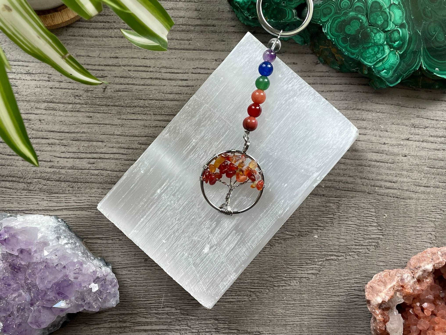 Carnelian Crystal Tree of Life Keychain