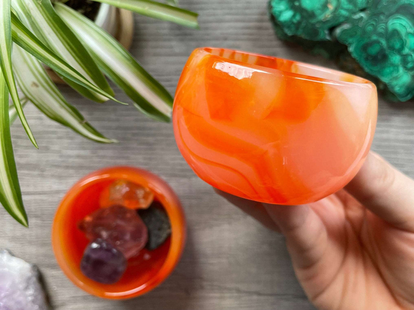 Faux Carnelian Glass Bowl close up