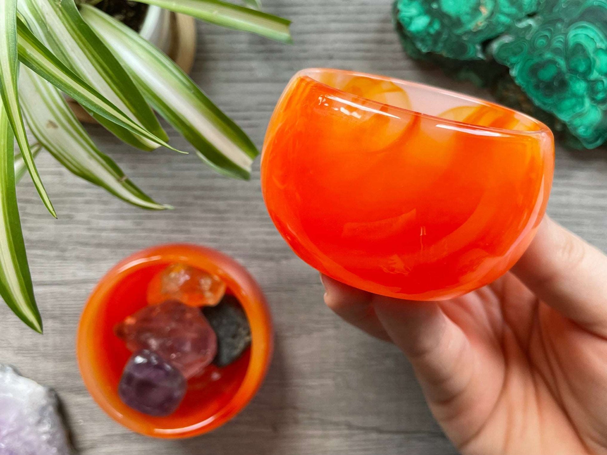 Faux Carnelian Glass Bowl