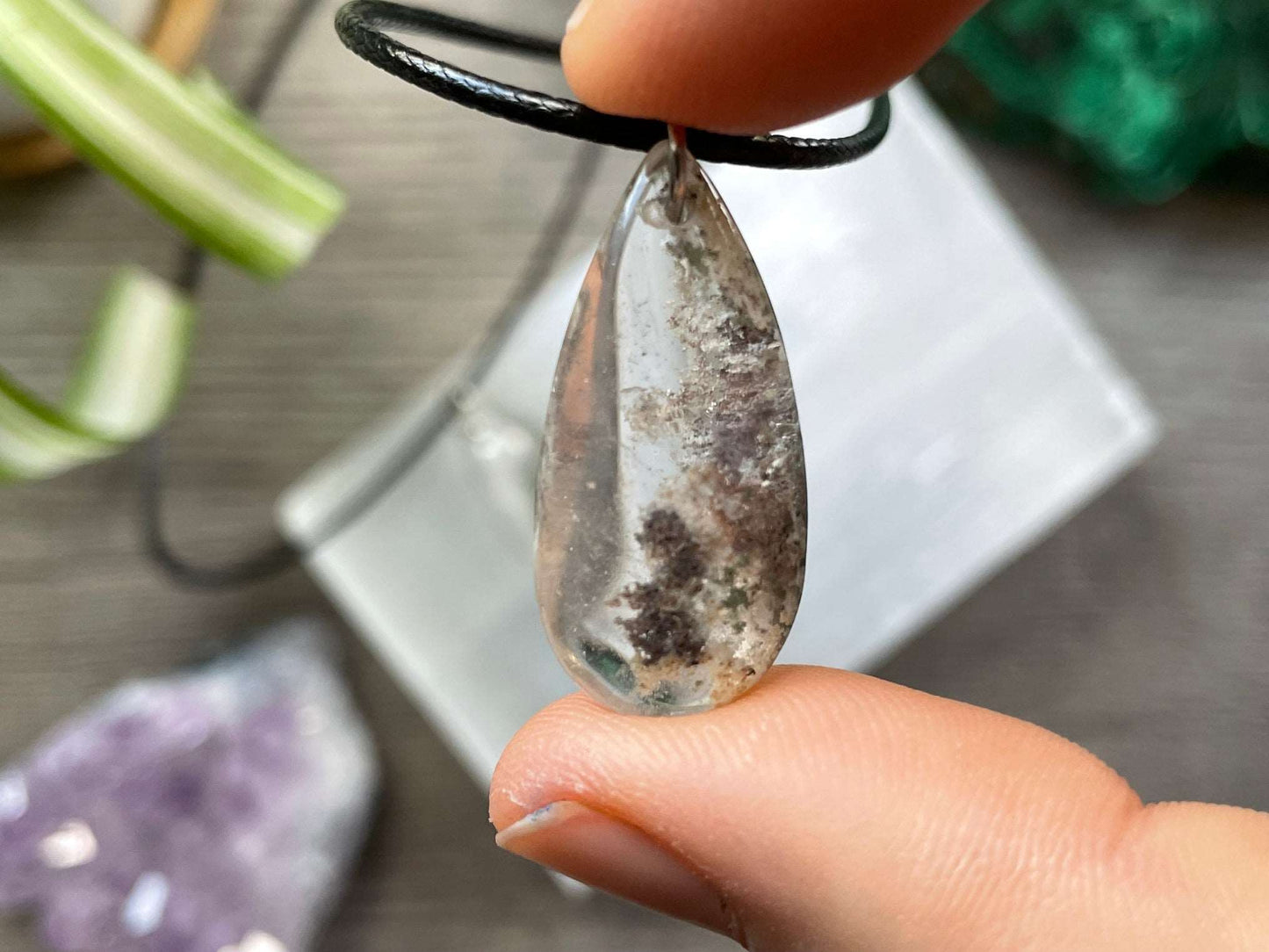 Garden Quartz Pendant Necklace Crystal b