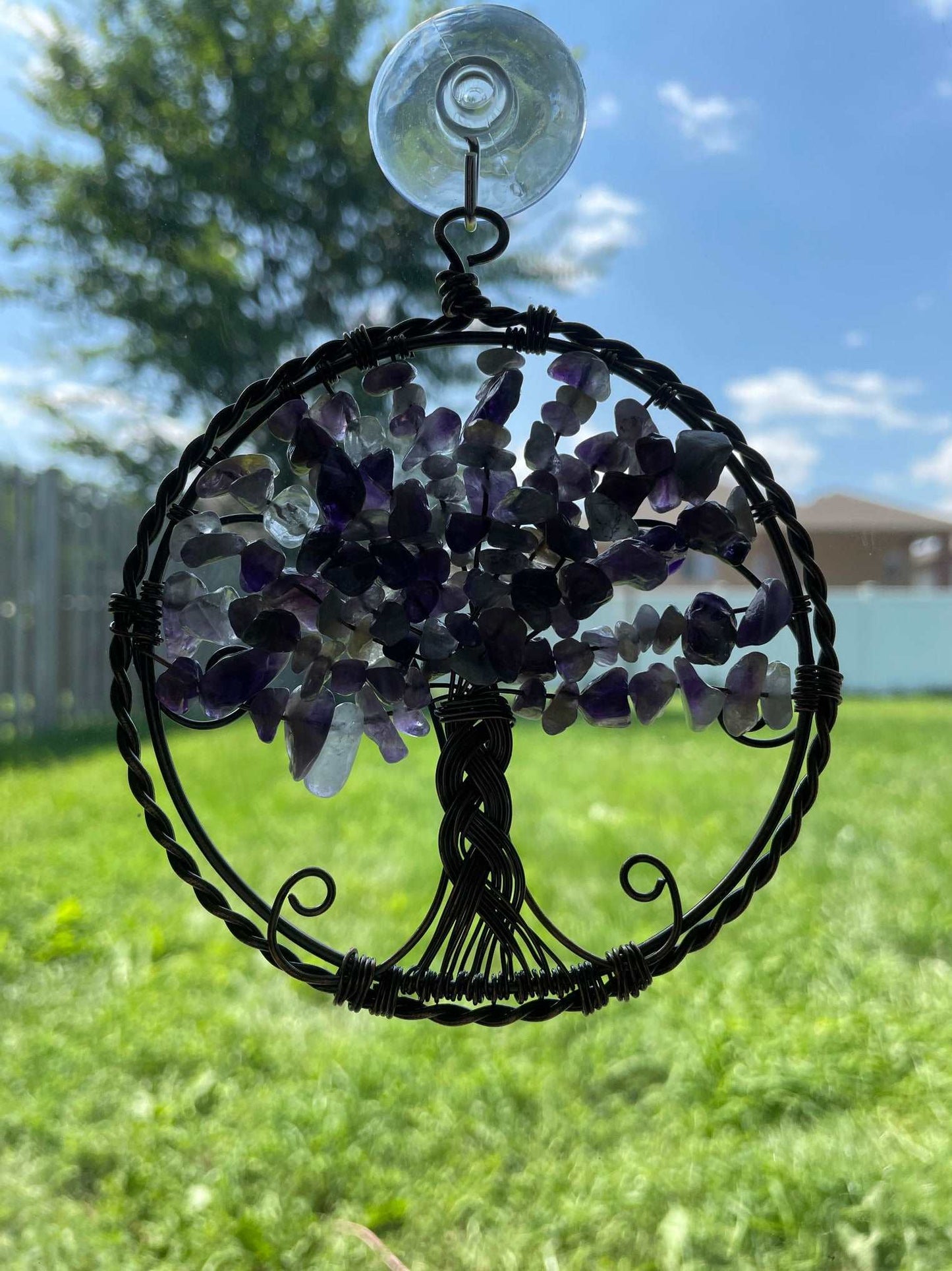 Amethyst Crystal Wire-Wrapped Tree of Life Window Decoration example