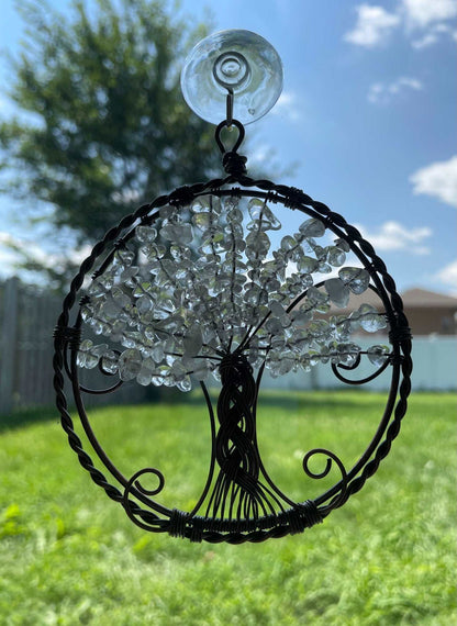 Clear Quartz Crystal Wire-Wrapped Tree of Life Window Decoration example