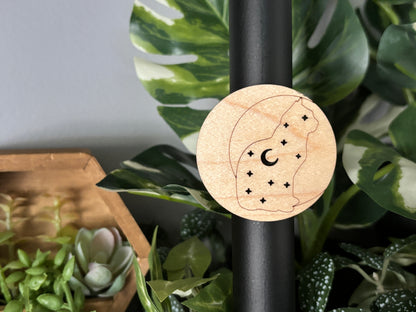 Moon & Cat Wood Magnet close up