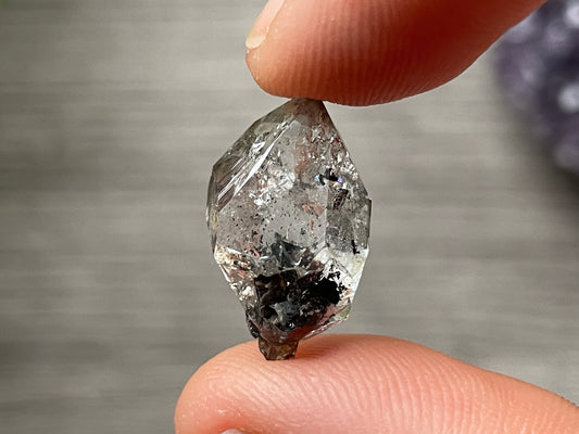 Herkimer Diamond Crystal with Anthraxolite Inclusions (J)