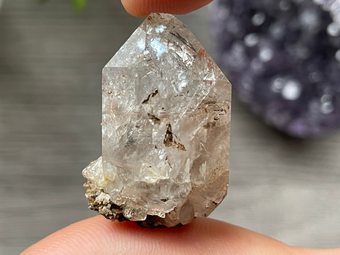 Herkimer Diamond Crystal with Anthraxolite & Mica Inclusions (#0)