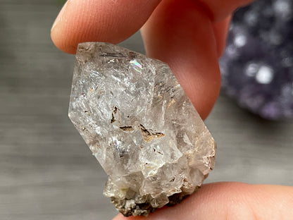 Herkimer Diamond Crystal with Anthraxolite & Mica Inclusions (#0) 6