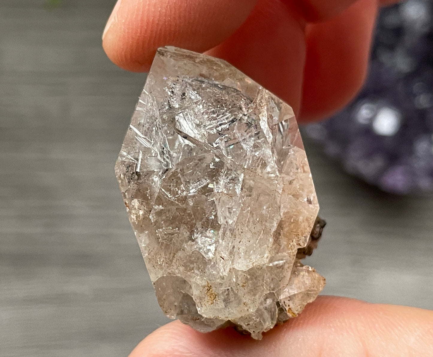 Herkimer Diamond Crystal with Anthraxolite & Mica Inclusions (#0) 8