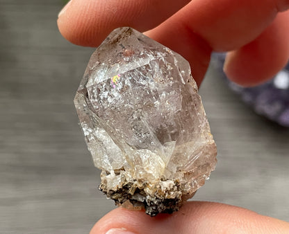 Herkimer Diamond Crystal with Anthraxolite & Mica Inclusions (#0) 10