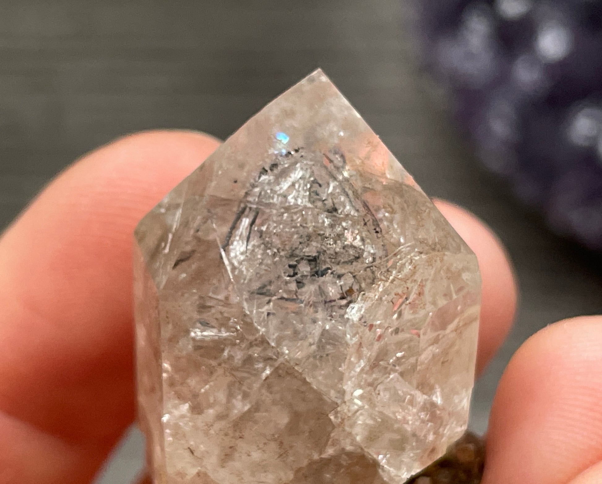 Herkimer Diamond Crystal with Anthraxolite & Mica Inclusions (#0) 1