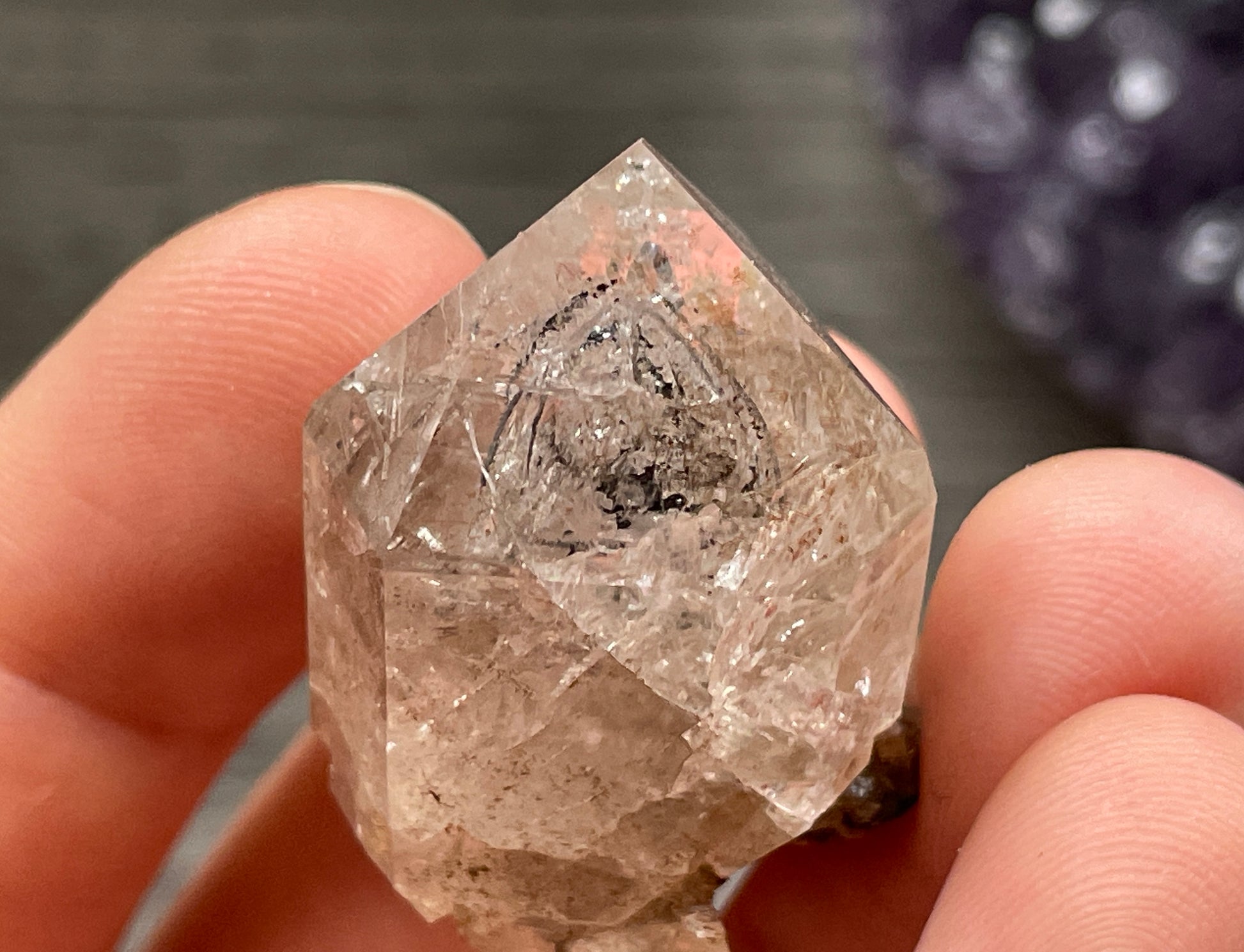 Herkimer Diamond Crystal with Anthraxolite & Mica Inclusions (#0) 7