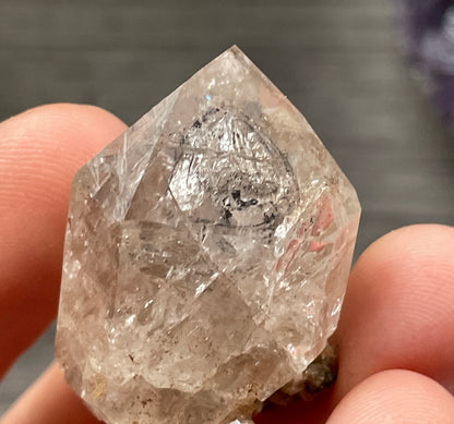 Herkimer Diamond Crystal with Anthraxolite & Mica Inclusions (#0) 12