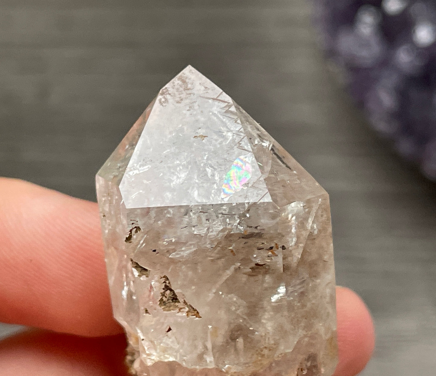 Herkimer Diamond Crystal with Anthraxolite & Mica Inclusions (#0) 13