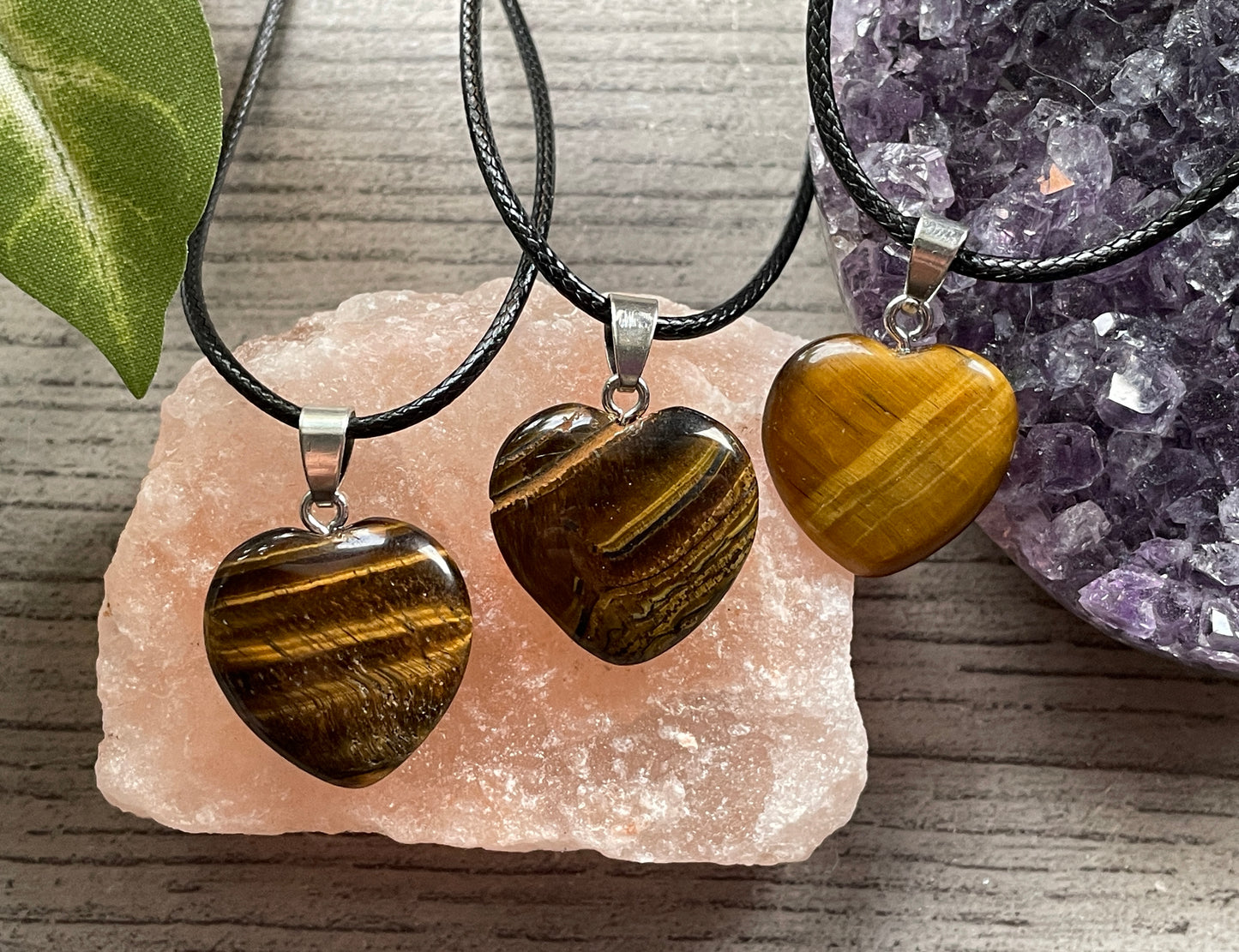 Tiger's Eye Crystal Heart Pendant Necklace