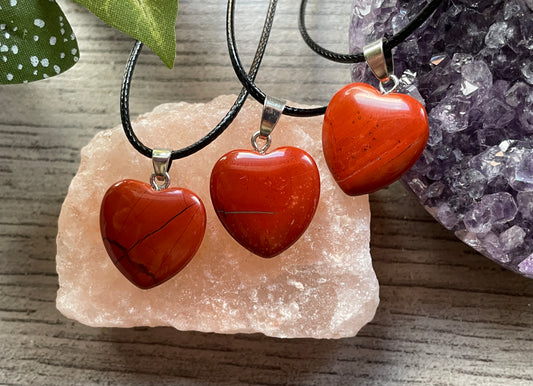 Red Jasper Crystal Heart Pendant Necklace