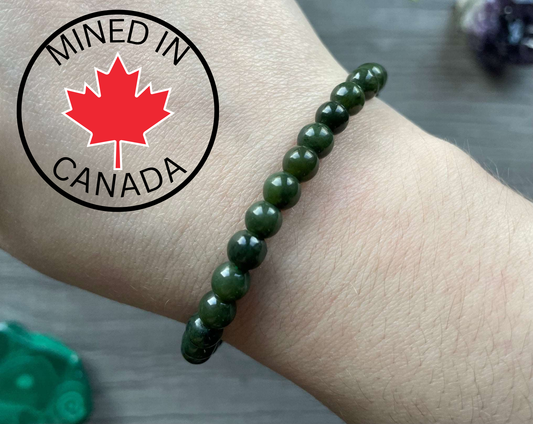 Genuine Canadian Jade Bracelet 6mm - The Wandering Fox Emporium, Your Crystal Store