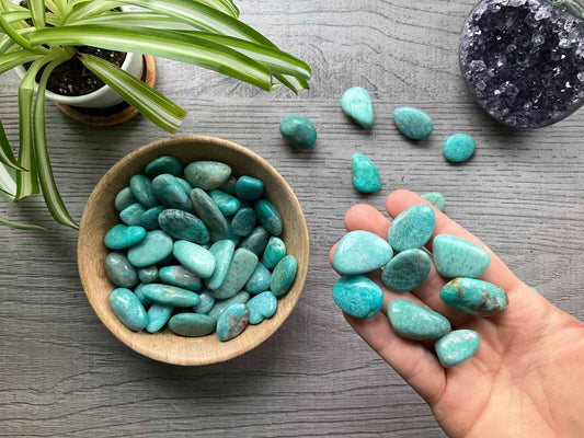 Amazonite Tumbled Stone close up