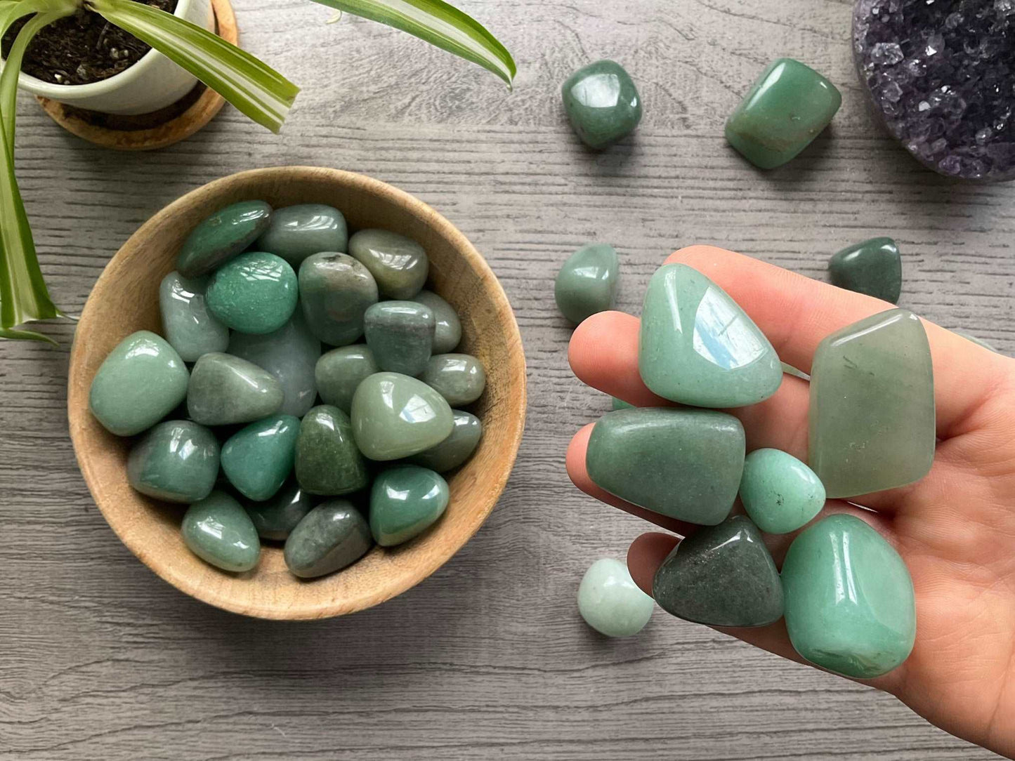 Green Aventurine Tumbled Stone close up