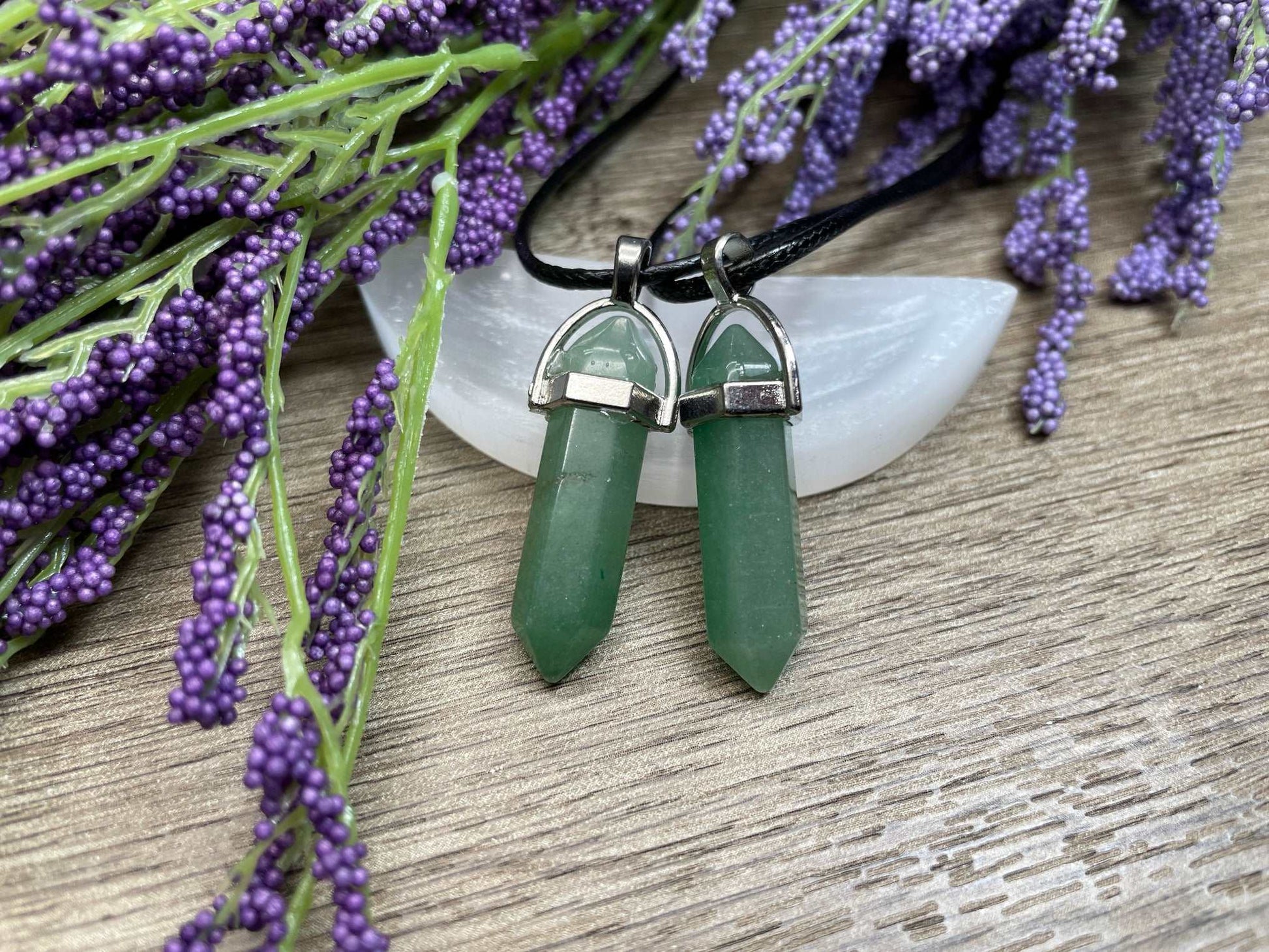 Green Aventurine Double-Terminated Crystal Point Necklace