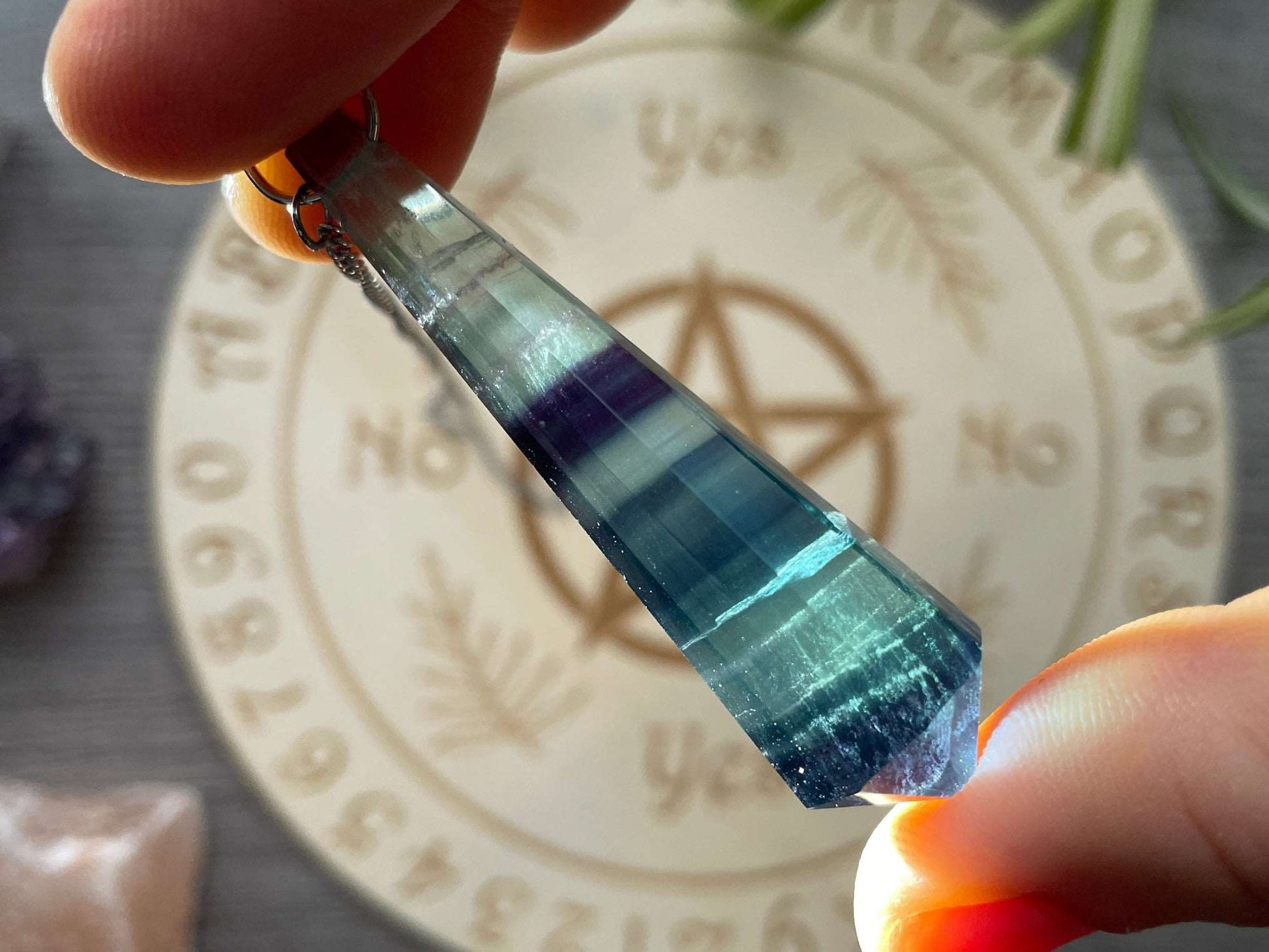 Blue Fluorite 8-Sided Crystal Pendulum (C)