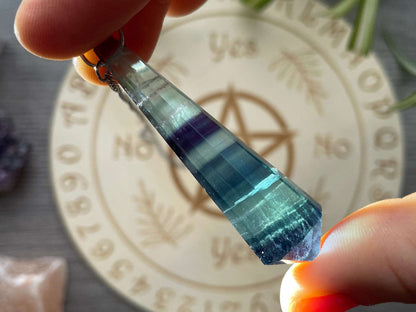 Blue Fluorite 8-Sided Crystal Pendulum (C)