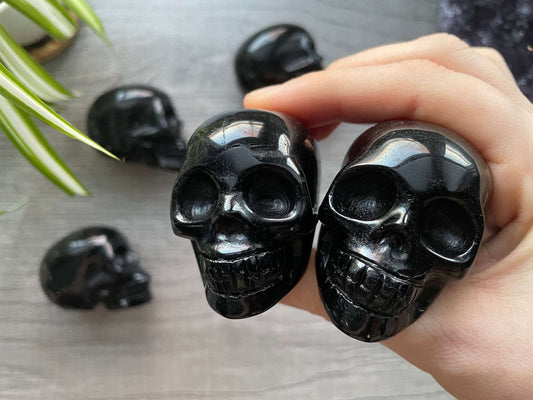 Black Obsidian Skull (5.5cm-6cm) - The Wandering Fox Emporium, Your Crystal Store