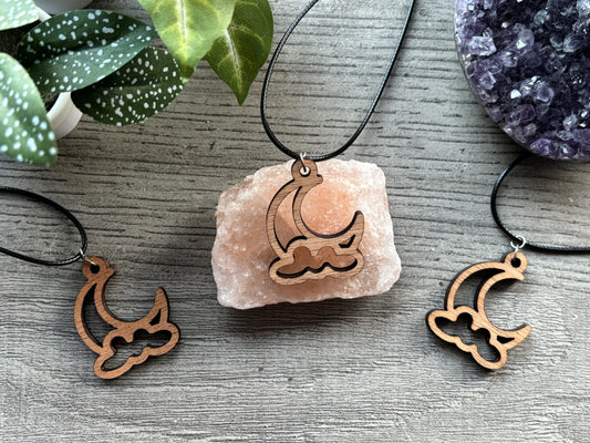 Mahogany Moon & Cloud Necklace