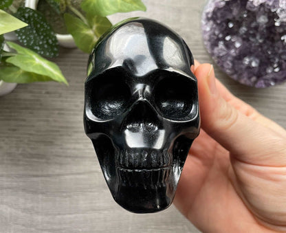 Black Obsidian Crystal Skull (E) - The Wandering Fox Emporium, Your Crystal Store skull